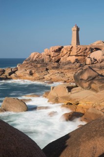Lighthouse Mean Ruz at Ploumanach, Cotes d'Armor in the last evening light