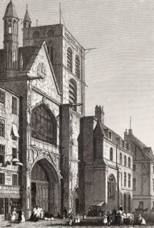 The Church of Saint-Merri, Paris, antique steel engraved print, 1831
