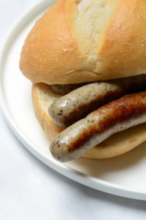 Nuremberg sausages in rolls, Nuremberg bratwurst sausages