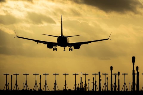 Boeing 737 commercial passenger airliner jet aircraft of Ryanair airways in flight on approach to