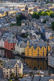 View of Art Nouveau houses, Alesund, Ålesund, Møre og Romsdal, Norway