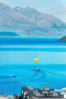 View of Queenstown and lake Wakatipu, Queenstown, South Island, New Zealand