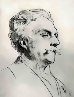 Portrait of Gabriel Fauré, 1845-1924, French composer, digitally edited according to a drawing by