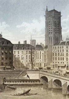 The Place du Châtelet, Paris, antique steel engraved print, 1831