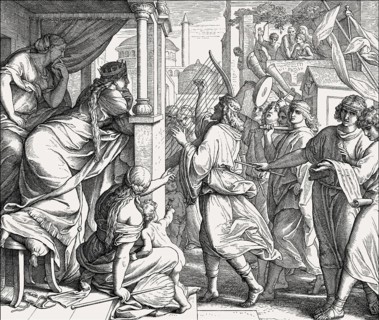 David bringing the ark of the covenant to jerusalem, Old Testament, by Julius Schnorr von