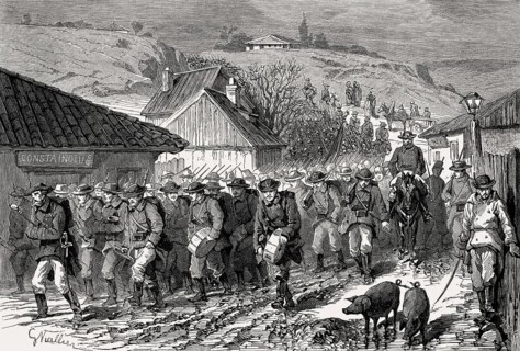 Romanian troops at Gala?i, Romania, Russo-Turkish War (1877–1878)