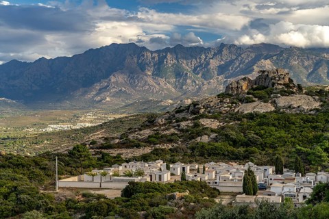 Notre Dame de la Serra Sanctuary Cemetery in Calvi, Balagne, Corsica, France