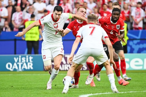 BERLIN, GERMANY - JUNE 21, 2024: Euro 2024 Groupe D match Poland vs Austria 1:3. Robert Lewandowski