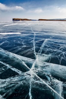 Cracks in the ice, Lake Baikal, Olkhon Island, Pribaikalsky National Park, Irkutsk Province,