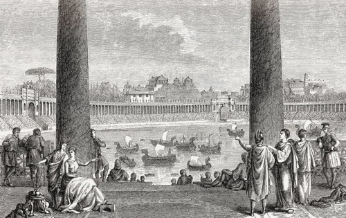 Reconstructed naumachia or naval combat of Augustus, Ancient Rome