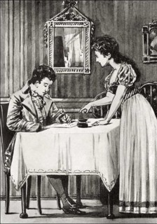 Luciane and the young man, scene from the novel Elective Affinities, Die Wahlverwandtschaften by