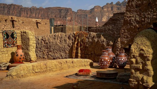 Saudi Arabia, Old Town, Old City, Al Ula, Colourful ceramics, Building