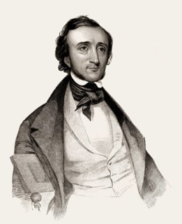 Portrait of Edgar Allan Poe, 1809 – 1849, American writer, digitally edited according to a