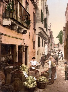 Eine Straße, Venedig, Italien, Historic, digitally restored reproduction from a 19th century