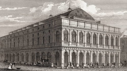 The Salle Ventadour, a former Parisian theatre, antique steel engraved print, 1831