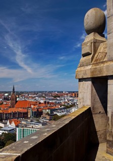New Town Hall, panoramic view from the town hall tower in east direction, Hanover, Lower Saxony,