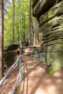 Hiking trail through the rocks of Wolkensteiner Schweiz, Wolkenstein, Erzgebirge, Saxony, Germany