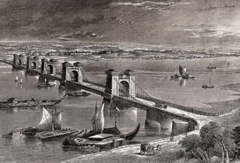 The Nicholas Chain Bridge over the Dnieper, Kiev, Ukraine, 1861
