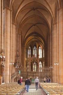 Interior view of the Gothic Elisabeth Church, Marburg, Hesse, Germany