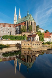 St. Peter and Paul church, Peterskirche, Woad House, Waidhaus) and Lusatian Neisse river, Görlitz,