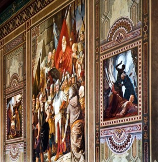 Left, The princes pay homage to the six-week-old Henry IV at Christmas 1050 in the Palatinate of