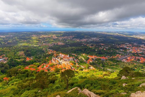 Sintra town, high angle view, Sintra, Portugal