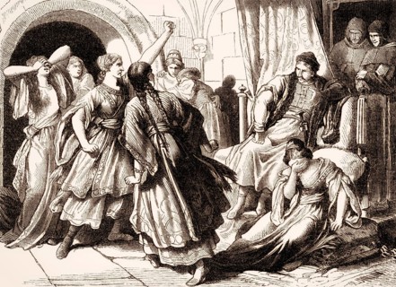 Mieszko I, ca. 930, 992, the ruler of the Polans, repudiating his seven pagan wives before becoming