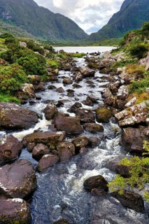 Stream, lakeside, Gap of Dunloe mountain pass, Killarney, Ring of Kerry scenic road, Iveragh