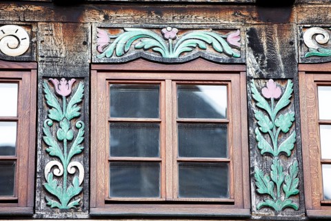 Half-timbered house, Weser Renaissance style, Hoexter, Weser Uplands, North Rhine-Westphalia,