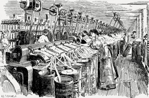 Frame room, cotton industry, Manchester, England, UK, 19th century
