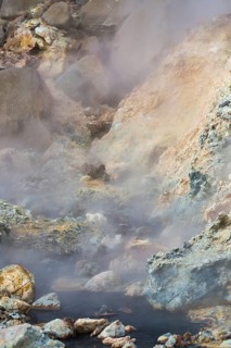 Solfatara field with hot pools and boiling mud at Seltun, Reykjanes nature reserve