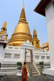 Bangkok, Thailand. February 20th 2025. The distinctive Buddhist architecture of the golden stupa or