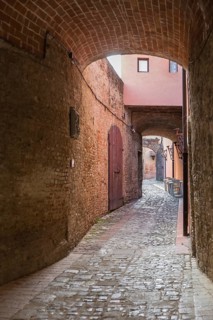 In the medieval old town centre of Certaldo, Tuscany, Italy