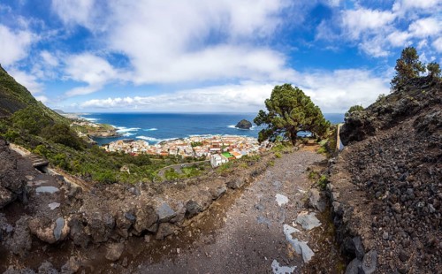 Camino hiking trail with view of Garachico, Tenerife, Canary Islands, Atlantic, Spain
