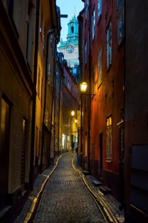 Houses in an alley of Gamla Stan, old town, centre, attraction, famous, city centre, city trip,