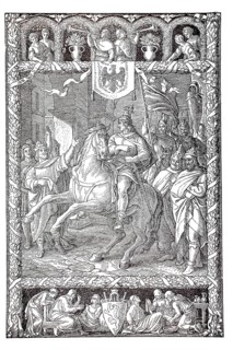 The return of Siegfreid from the Saxon campaign, legend of the Nibelungs, illustration,