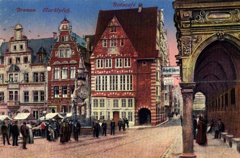 Historical postcard around 1900, Bremen, Germany, reproduction of a postcard, historical