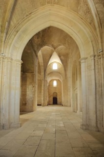 Interior view of the Romanesque monastery church Abbaye de Montmajour, Benedictine monastery,