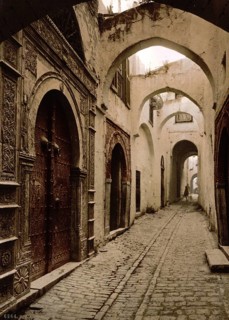 Street of Treasures, Tunis, Tunisia, c. 1895, Historical, digitally restored reproduction from a