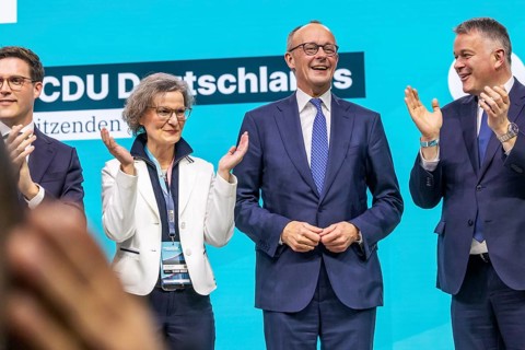 38th Federal Party Congress of the CDU of Germany in Stuttgart. Federal Chancellor Friedrich Merz