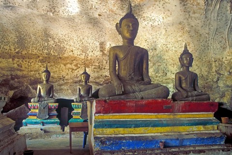 Buddha statues, Wat Suwannakhuha monastery, Phangnga Bay, Ko Phuket, Thailand, December 2002,
