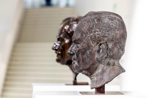 Porsche Museum Stuttgart-Zuffenhausen. Ferdinand Porsche, Ferry Porsche. Busts of legendary