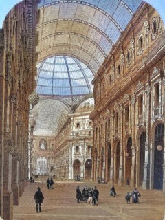 Galleria Vittorio Emanuele II. Victor Emanuele II. -Gallery, in Milan in 1869, Italy, Historic,