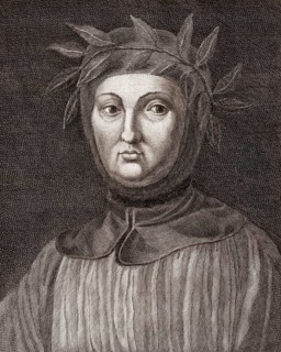 Francesco Petrarca or Petrarch, 1304, 1374, an Italian poet and historian