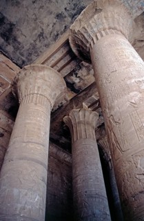 Hall of Columns, Horus Temple, Edfu, Nile Valley, Egypt, September 1989, vintage, retro, old,
