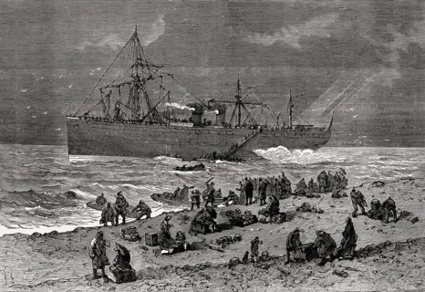 The ocean liner Empress Eugenie ran aground at Seabright on the Jersey Shore, January 7, 1877