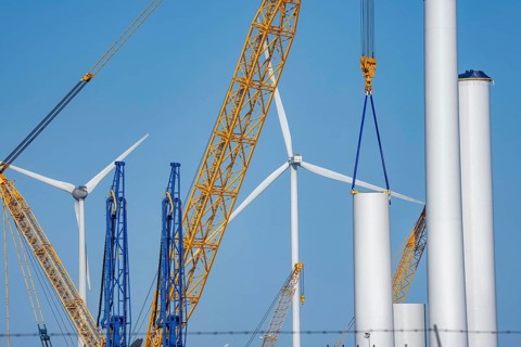 The seaport of Eemshaven, Julianahaven Basin, is where the components, rotors, tower components,