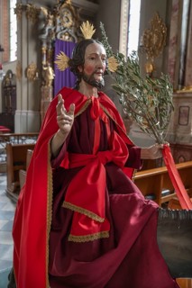 Palmesel, detail, decorated for the Palmesel procession, tradition since the 18th century, Parish