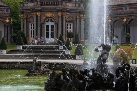 Water features of the Upper Grotto, Sun Temple, Hermitage in Bayreuth, Upper Franconia, Bavaria,