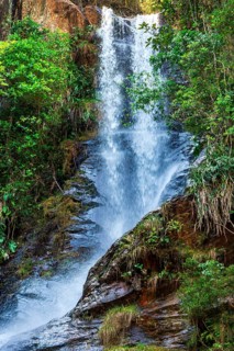 Waterfall hidden inside the rainforest in the state of Minas Gerais, Brazil, Minas Gerais, Brazil